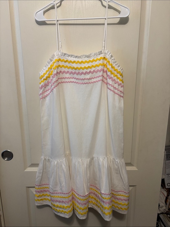 Lisa Marie Fernandez Dresses & Skirts - Lisa Marie Fernandez Linen Blend White Mini SunDress with Rick-rack Trim
